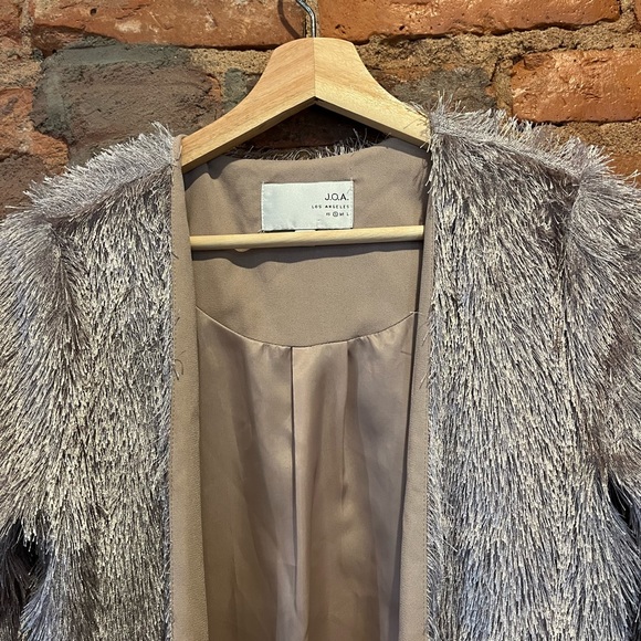 Anthropologie JOA Silver Fringe Coat - Size Small - Picture 2 of 4